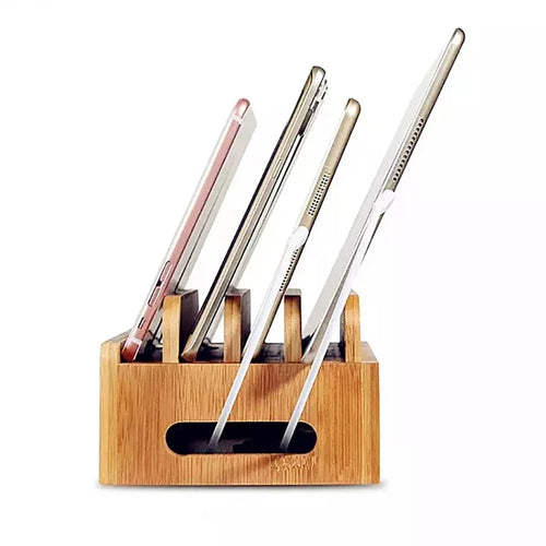 Bamboo Mobile Holder for Phone Stand for Charging Station Dock Organizer Desktop Base for Smartphones Tablet USB Charger