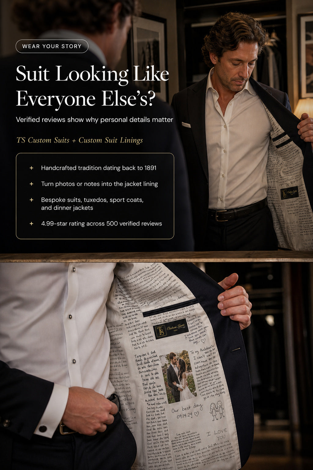 The Love Notes Custom Suit Lining