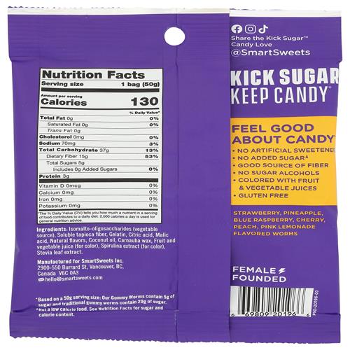 Smartsweets Candy Gummy Worms 1.8 Oz
