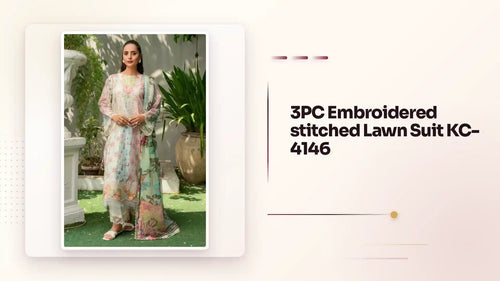 3PC Embroidered stitched Lawn Suit KC-4146 by@Outfy